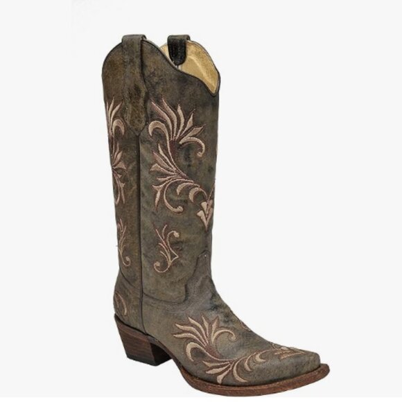 Circle G Shoes - Circle G Brown Embroidered Heeled Boots